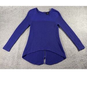 Nicole Miller Sweater Women M Purple Knit High Low Back Zip Boho Cottage Whimsy‎